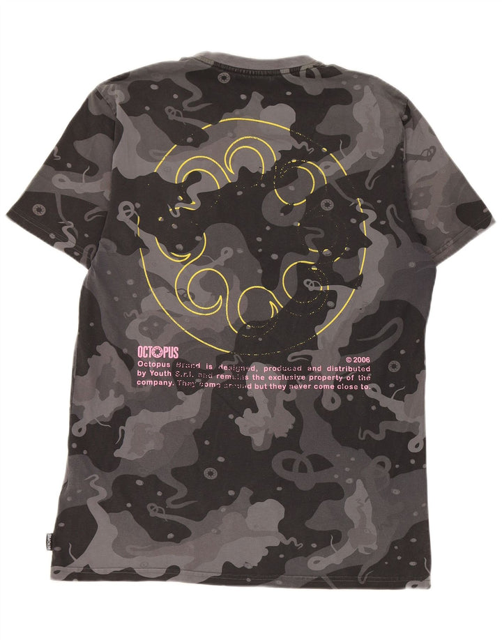 Octopus Mens Graphic T-Shirt Top Medium Grey Camouflage Cotton