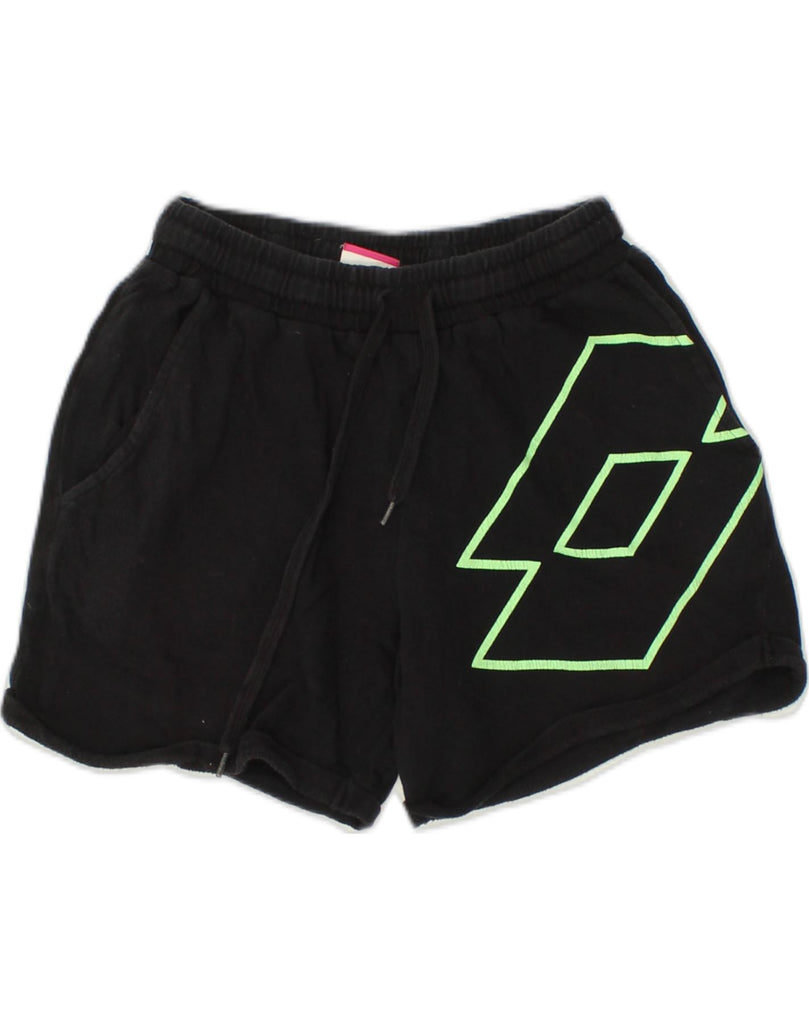 LOTTO Mens Graphic Sport Shorts Small Black Cotton | Vintage Lotto | Thrift | Second-Hand Lotto | Used Clothing | Messina Hembry 