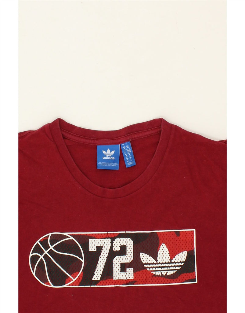 ADIDAS Mens Graphic T-Shirt Top Medium Red Vintage Adidas and Second-Hand Adidas from Messina Hembry 