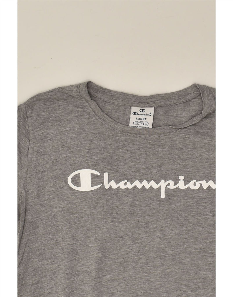 CHAMPION Girls Graphic T-Shirt Top 12-13 Years Large Grey | Vintage Champion | Thrift | Second-Hand Champion | Used Clothing | Messina Hembry 