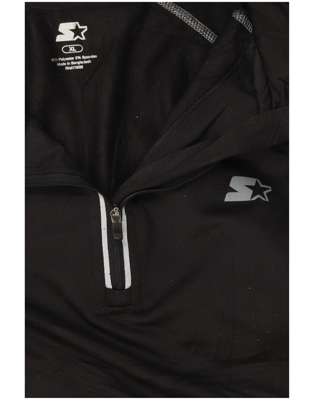 STARTER Mens Zip Neck Pullover Tracksuit Top XL Black Striped Polyester