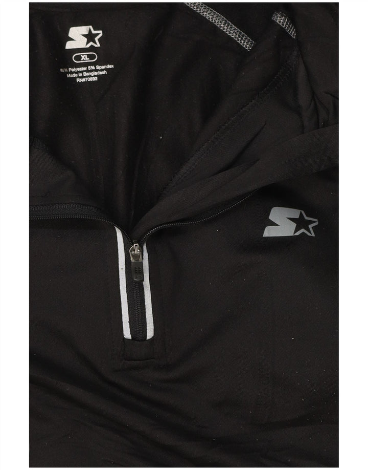 STARTER Mens Zip Neck Pullover Tracksuit Top XL Black Striped Polyester