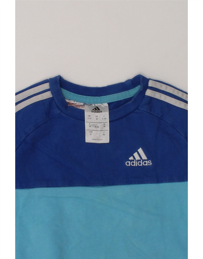 ADIDAS Boys Sweatshirt Jumper 2-3 Years Blue Colourblock Cotton | Vintage Adidas | Thrift | Second-Hand Adidas | Used Clothing | Messina Hembry 