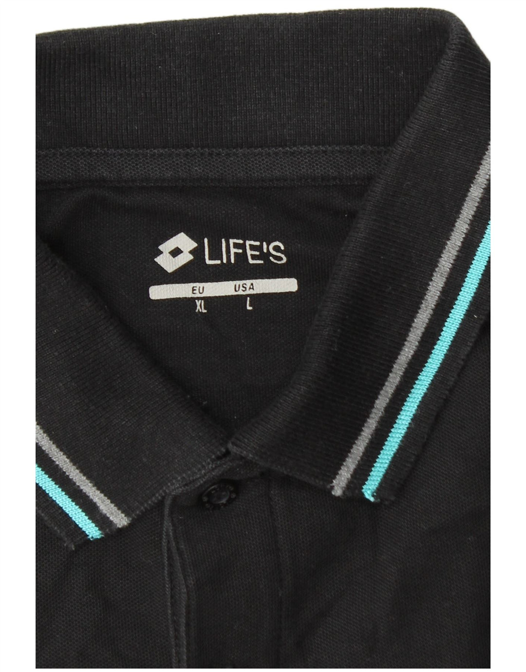 LOTTO Mens Life's Polo Shirt Large Black Cotton