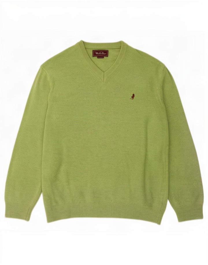 Marlboro Classics Mens V-Neck Jumper Sweater 2XL Green Wool