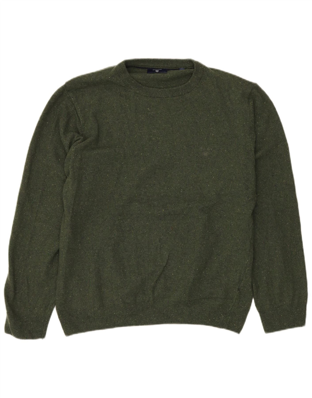 GANT Womens Crew Neck Jumper Sweater UK 16 Large Green Flecked Wool