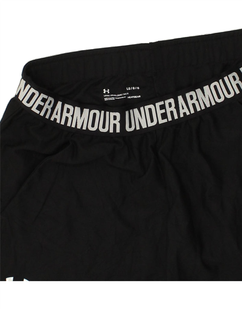 UNDER ARMOUR Womens Graphic Sport Shorts UK 14 Large Black | Vintage Under Armour | Thrift | Second-Hand Under Armour | Used Clothing | Messina Hembry 