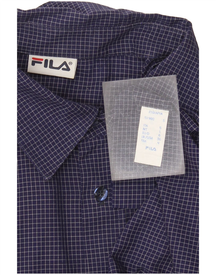 Fila Mens Shirt Large Navy Blue Gingham Cotton