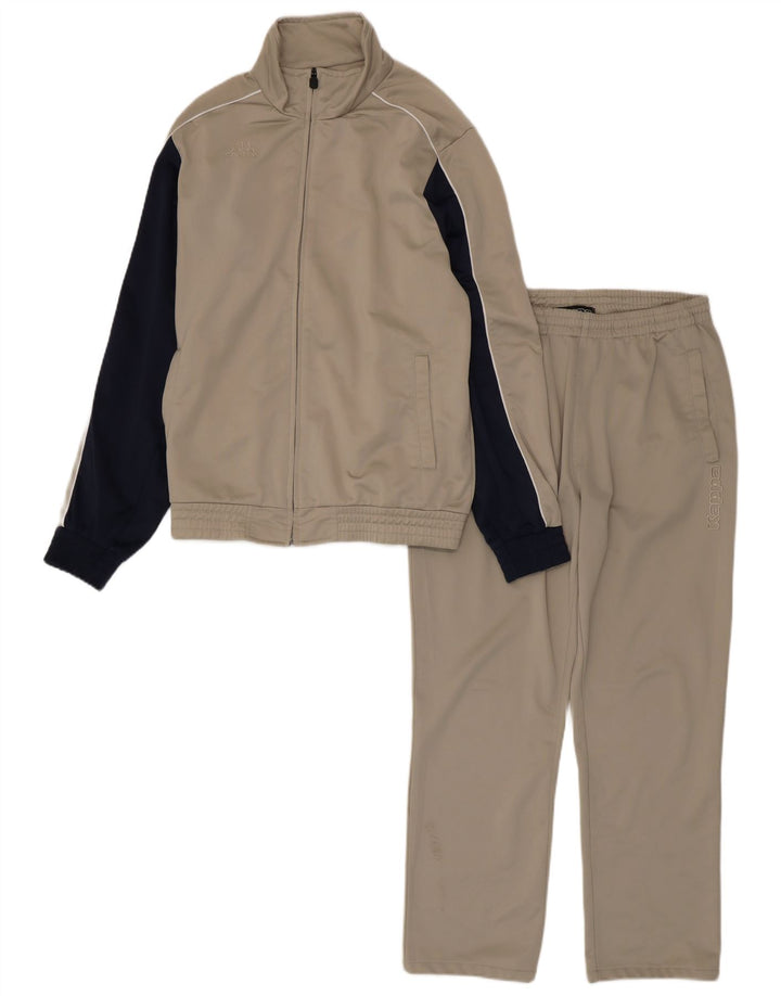 Kappa Mens Full Tracksuit Medium Beige Colourblock Polyester