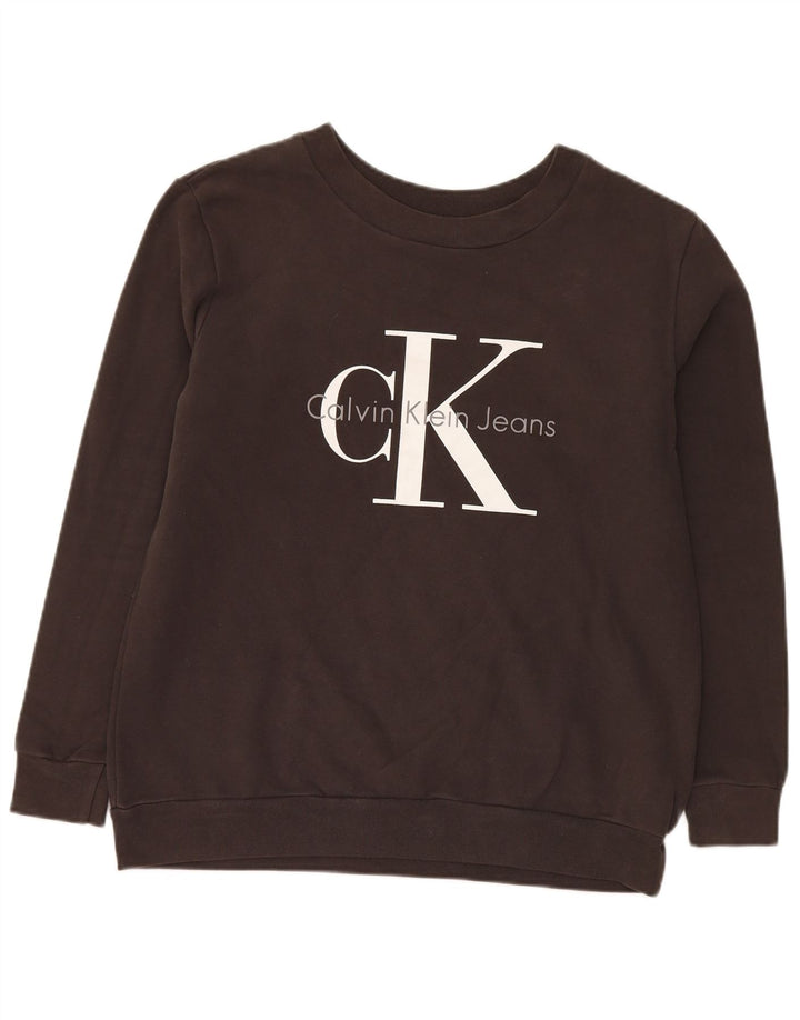 Calvin Klein Jeans Mens Graphic Sweatshirt Jumper Small Brown Cotton