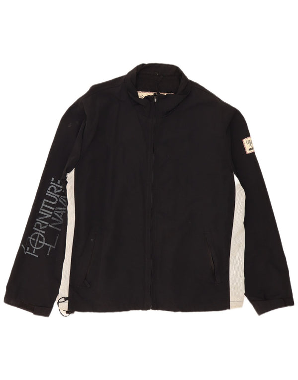 Murphy & Nye Mens Graphic Rain Jacket UK 40 Large Black Colourblock Nylon