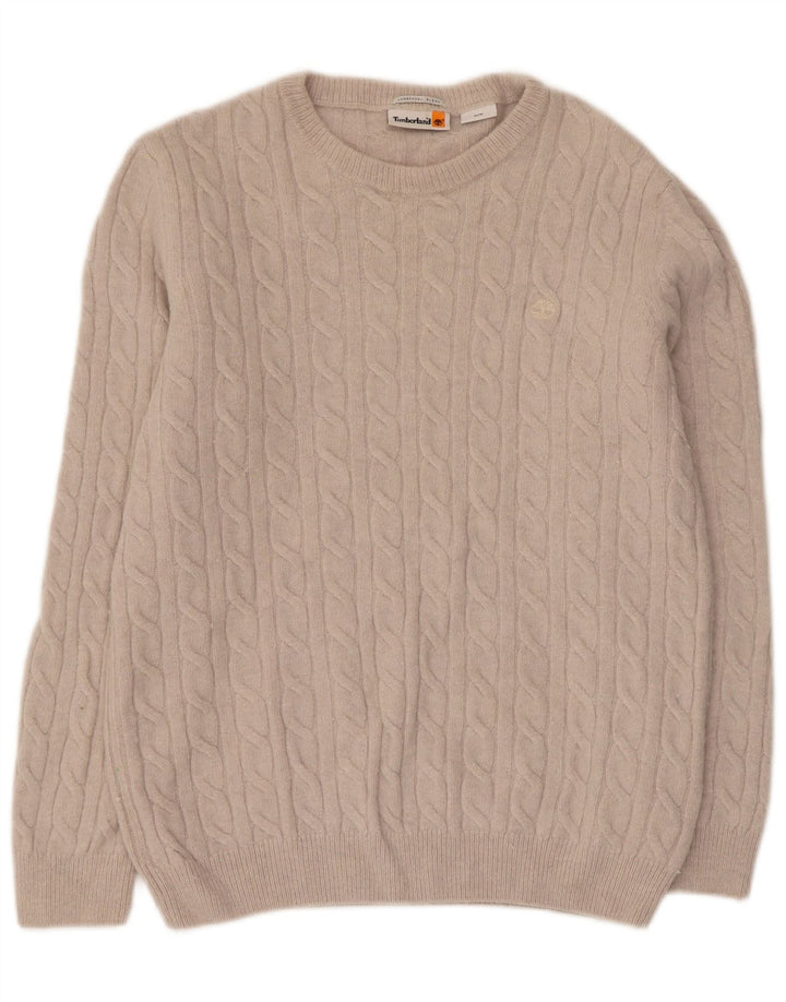 TIMBERLAND Mens Crew Neck Jumper Sweater Medium Beige Wool