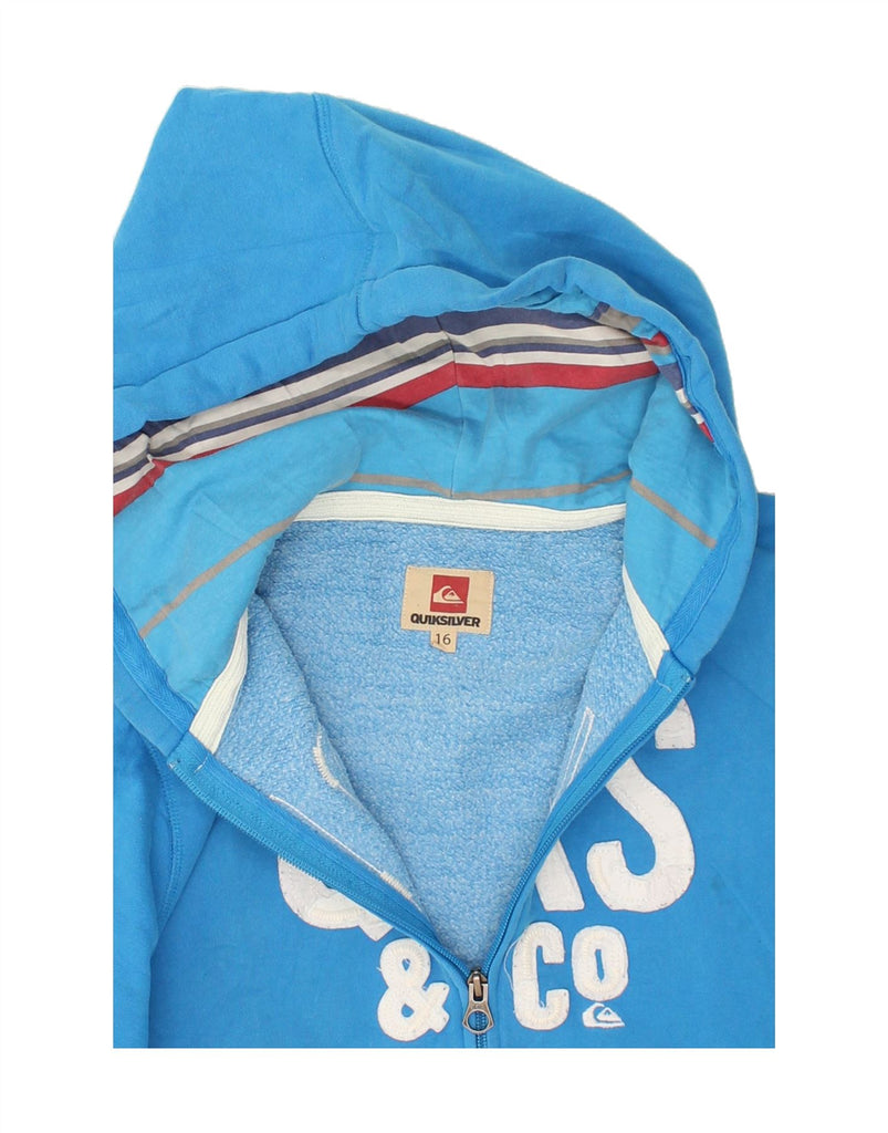 QUIKSILVER Boys Graphic Hoodie Jumper 15-16 Years Blue Cotton | Vintage Quiksilver | Thrift | Second-Hand Quiksilver | Used Clothing | Messina Hembry 