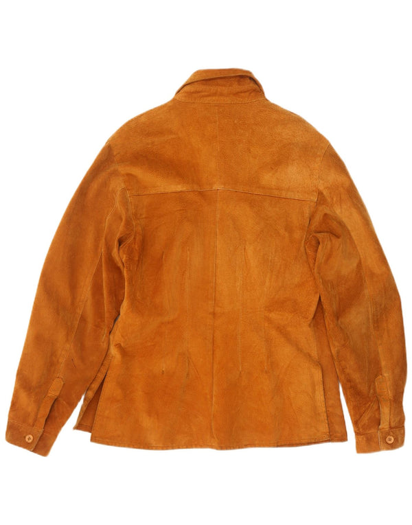 I Gabbiani Womens Overshirt Suede Shirt UK 16 Large Beige Leather