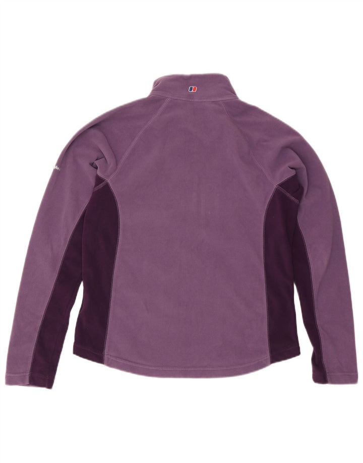 BERGHAUS Womens Zip Neck Fleece Jumper UK 14 Large Purple Colourblock