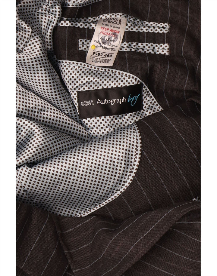 Marks & Spencer Boys Autograph Blazer Jacket 12-13 Years Grey Pinstripe