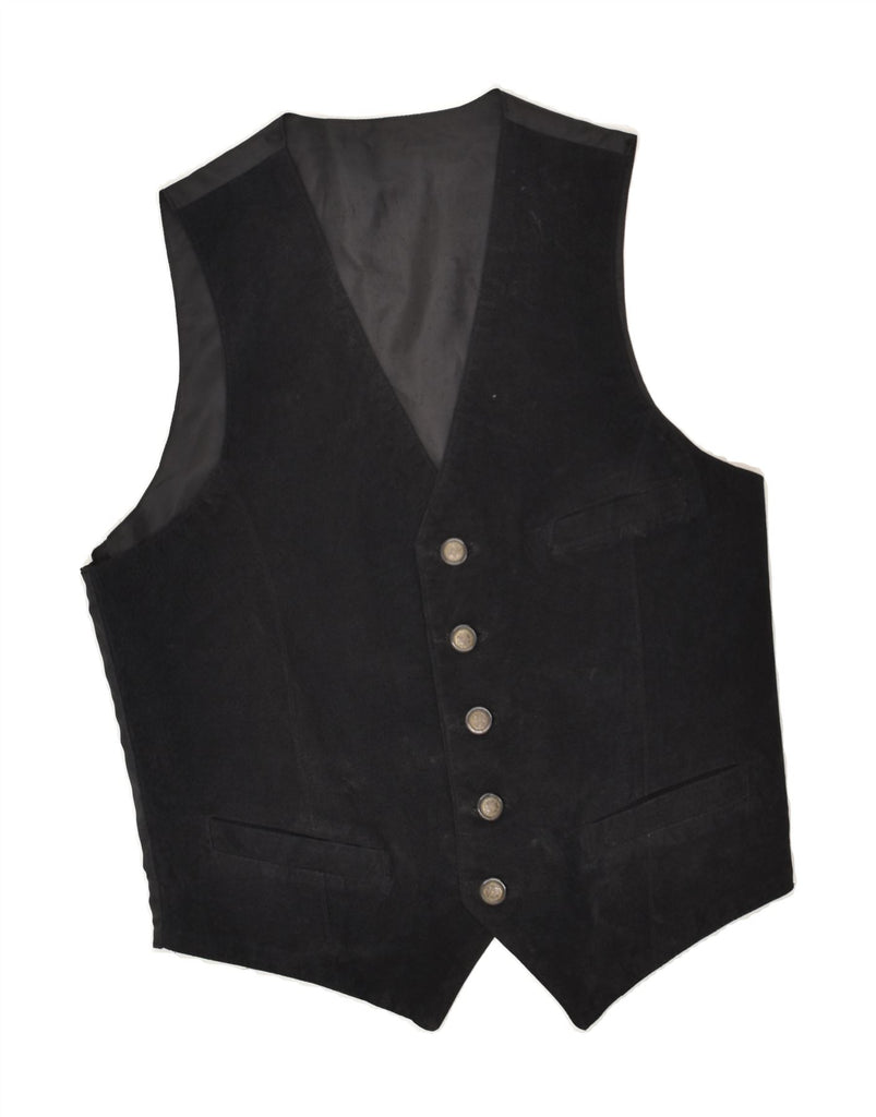 VINTAGE Mens Leather Waistcoat UK 36 Small Black Leather | Vintage Vintage | Thrift | Second-Hand Vintage | Used Clothing | Messina Hembry 