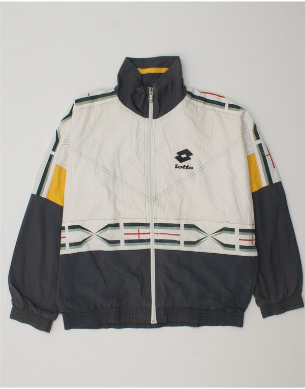 LOTTO Mens Loose Fit Graphic Tracksuit Top Jacket Small White Colourblock
