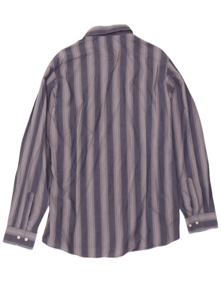 Hugo Boss Mens Shirt XL Navy Blue Striped Cotton