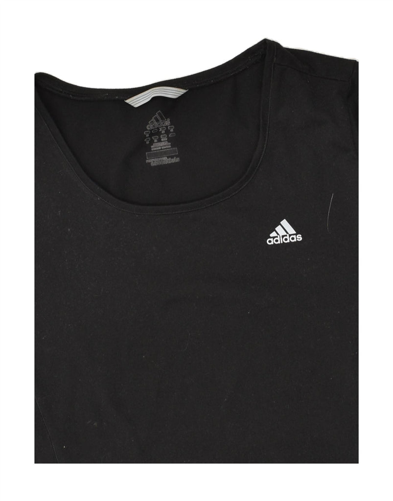 ADIDAS Womens T-Shirt Top UK 12 Medium Black Polyester | Vintage Adidas | Thrift | Second-Hand Adidas | Used Clothing | Messina Hembry 