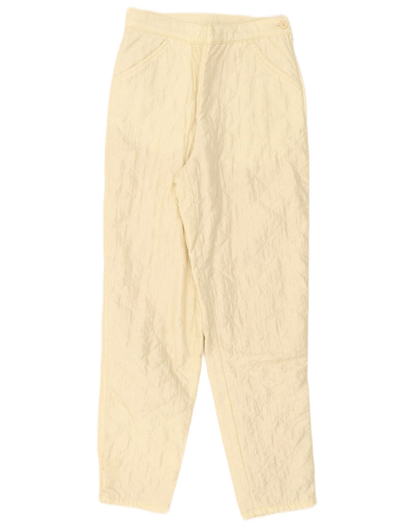 Sisley Womens High Waist Quilted Casual Trousers W30 L29 Yellow Polyester