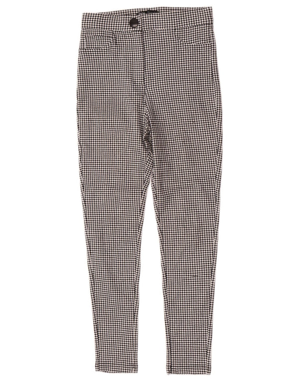 Zara Womens Skinny Trousers Small W26 L27 Black Houndstooth Viscose
