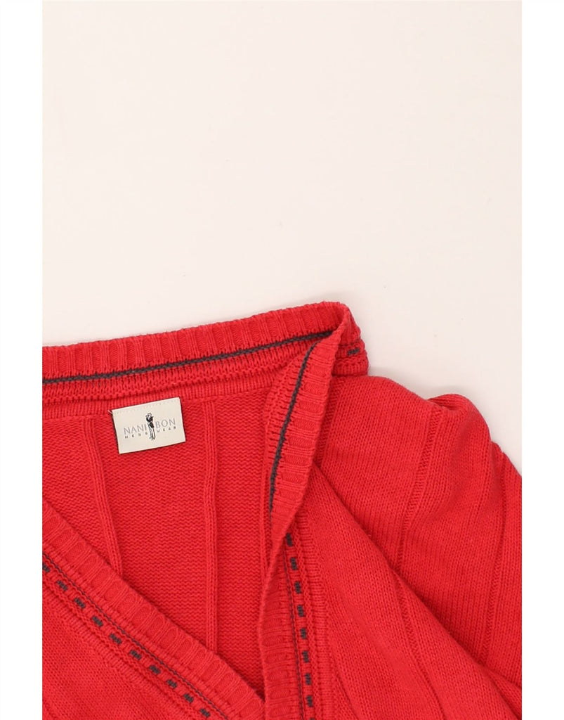 NANI BON Mens Cardigan Sweater IT 54 2XL Red Cotton | Vintage NANI BON | Thrift | Second-Hand NANI BON | Used Clothing | Messina Hembry 