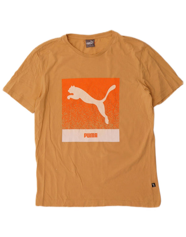 Puma Mens Graphic T-Shirt Top Medium Yellow