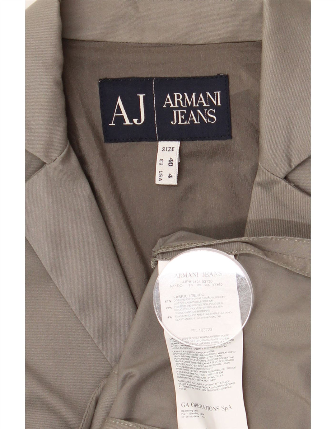 Armani Jeans Womens 2 Button Blazer Jacket EU 40 Medium Grey Cotton