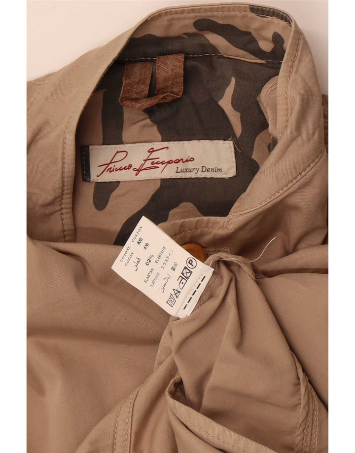 Primo Emporio Mens Military Blazer Jacket IT 48 Medium Beige Cotton