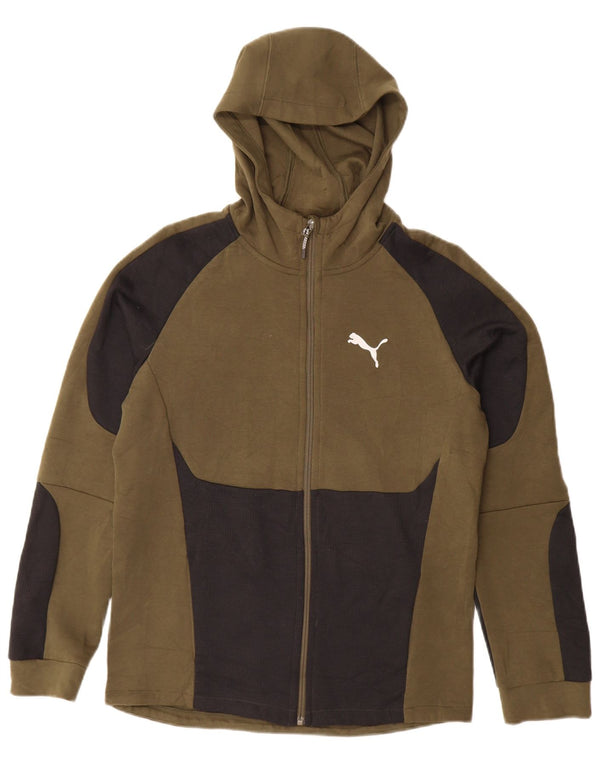 Puma Boys Zip Hoodie Sweater 15-16 Years Green Colourblock