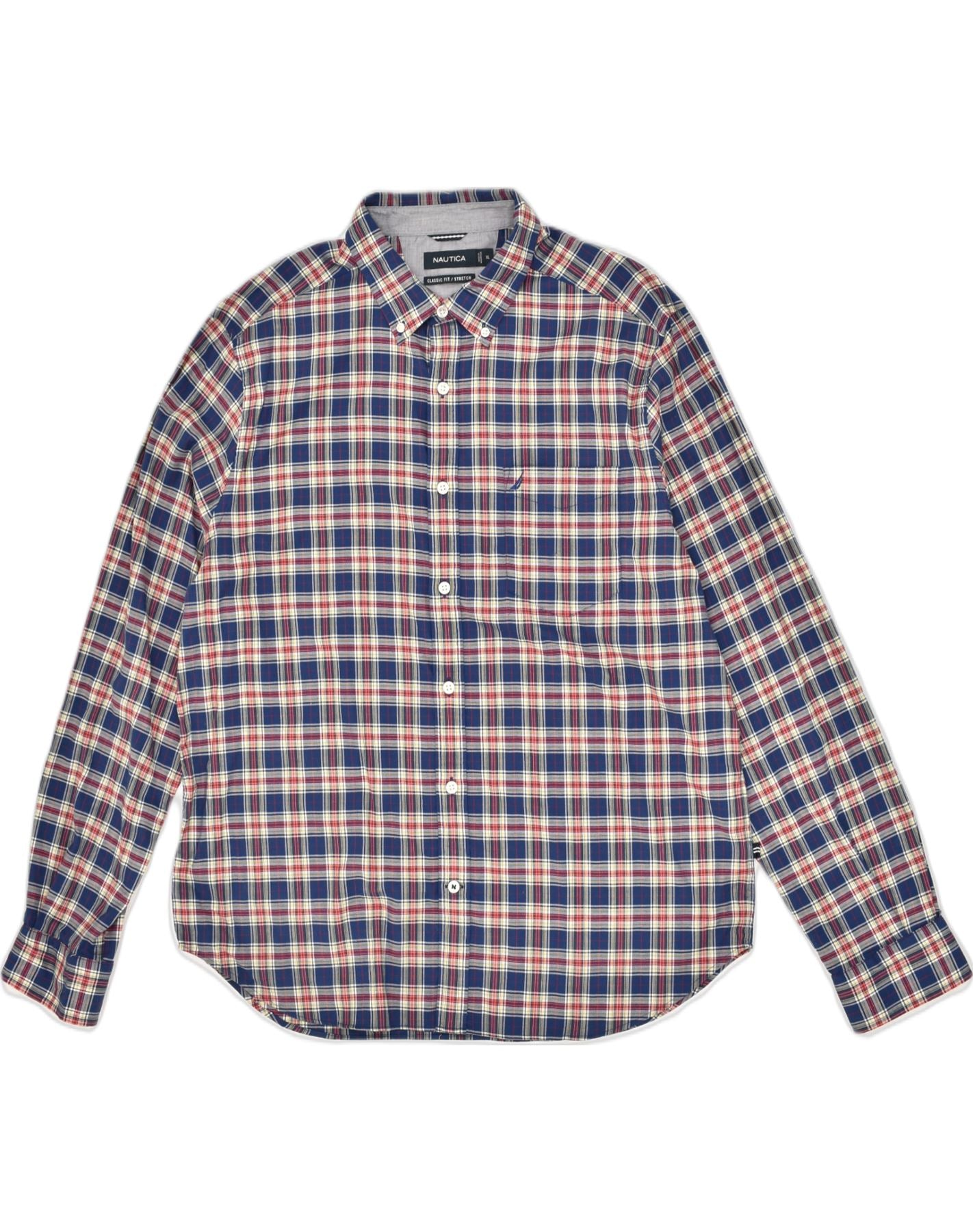 NAUTICA Mens Shirt Large Blue Check Cotton, Vintage & Second-Hand Clothing  Online