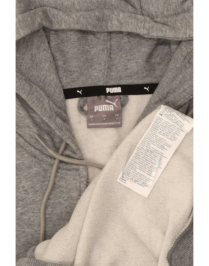 Puma Mens Zip Hoodie Sweater Small Grey Flecked Cotton