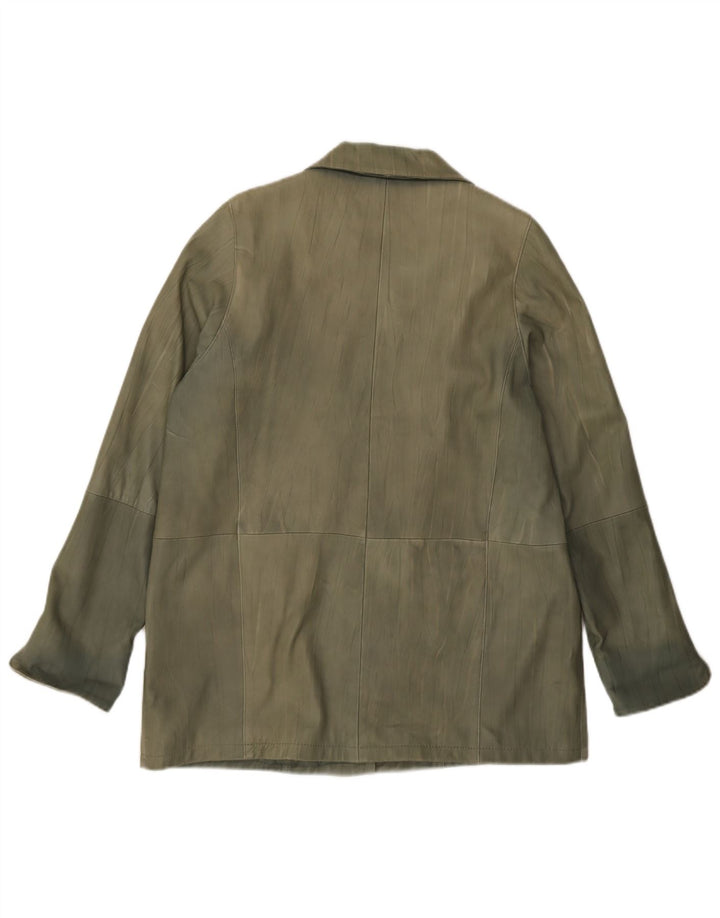 Julia S. Roma Womens Leather Jacket EU 44 XL Green Leather