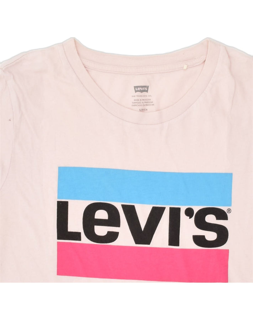 LEVI'S Womens Graphic T-Shirt Top UK 10 Small Pink Cotton | Vintage Levi's | Thrift | Second-Hand Levi's | Used Clothing | Messina Hembry 