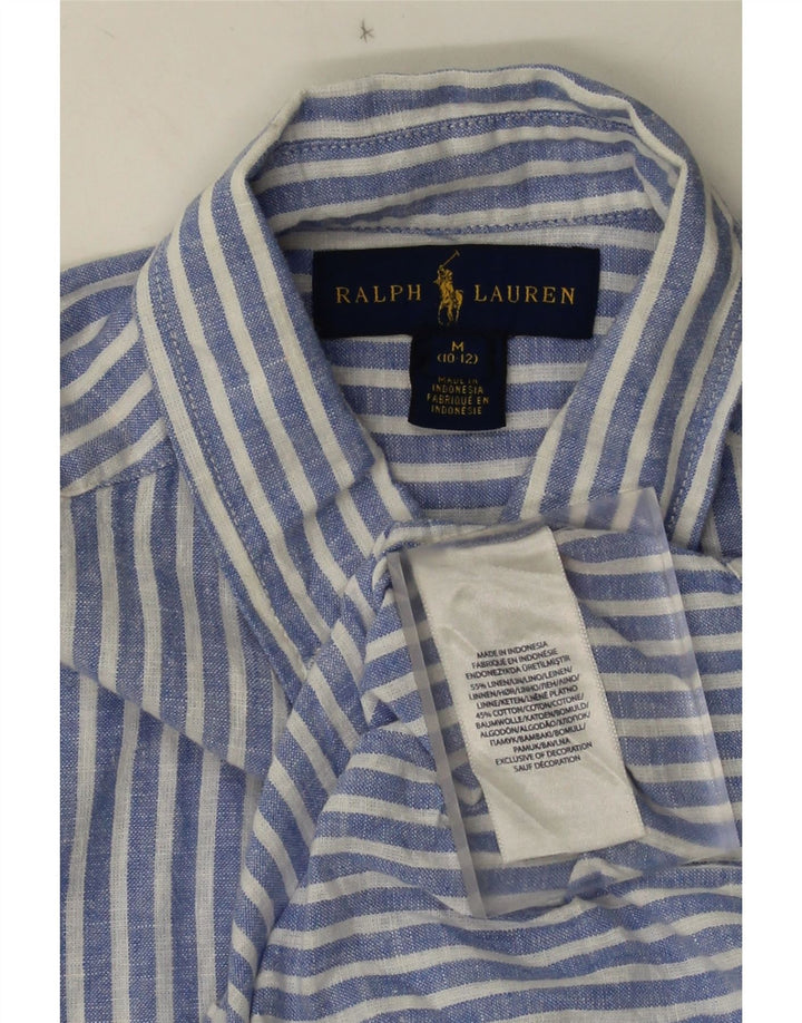 Ralph Lauren Boys Shirt 10-11 Years Medium Blue Striped Linen