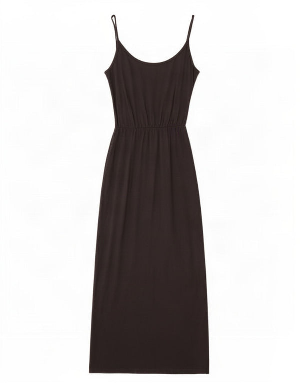 Marks & Spencer Womens Sleeveless Maxi Dress UK 10 Small Black Cotton