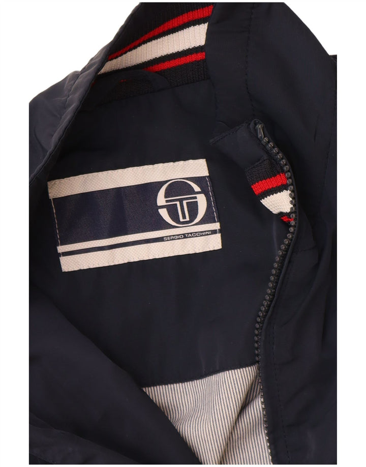 SERGIO TACCHINI Mens Bomber Jacket IT 48 Medium Navy Blue Polyester