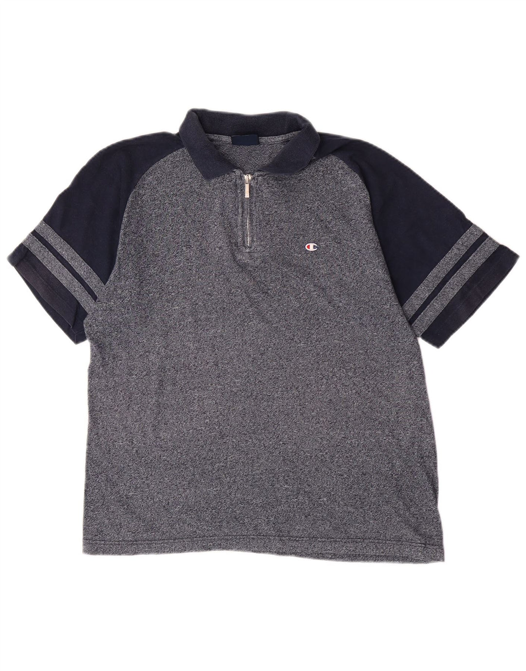 Champion Mens Polo Shirt Medium Navy Blue Colourblock Cotton