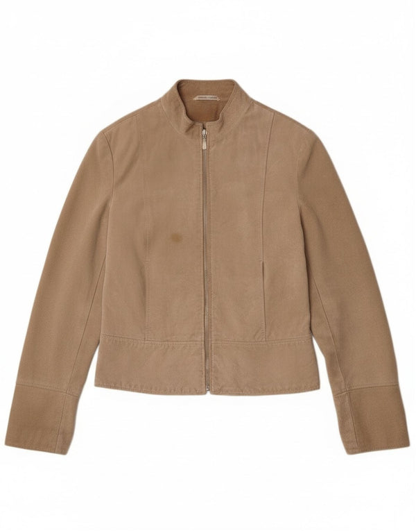 Privilegi Womens Suede Jacket IT 42 Medium Beige Leather