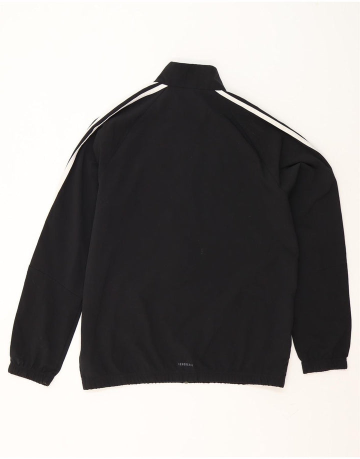 Adidas Boys Aeroready Tracksuit Top Jacket 15-16 Years Black Polyester