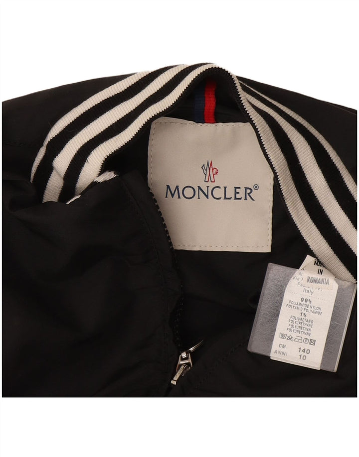 Moncler Girls Crop Bomber Jacket 9-10 Years Black Striped Polyamide