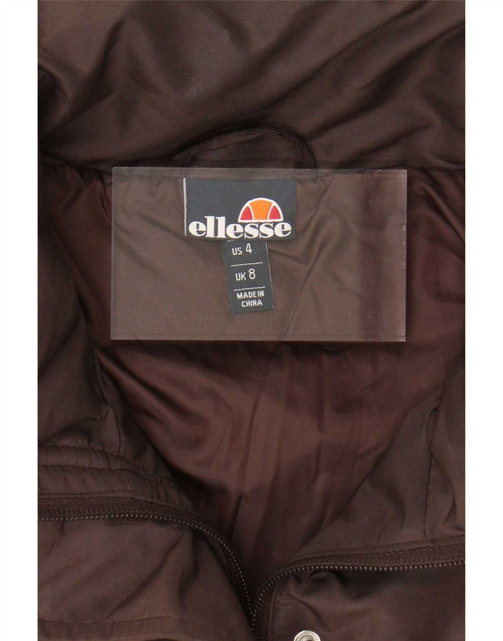 Ellesse Womens Oversized Padded Jacket UK 8 Small Brown Colourblock