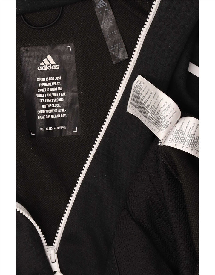 Adidas Mens Graphic Zip Hoodie Sweater XL Black Polyester