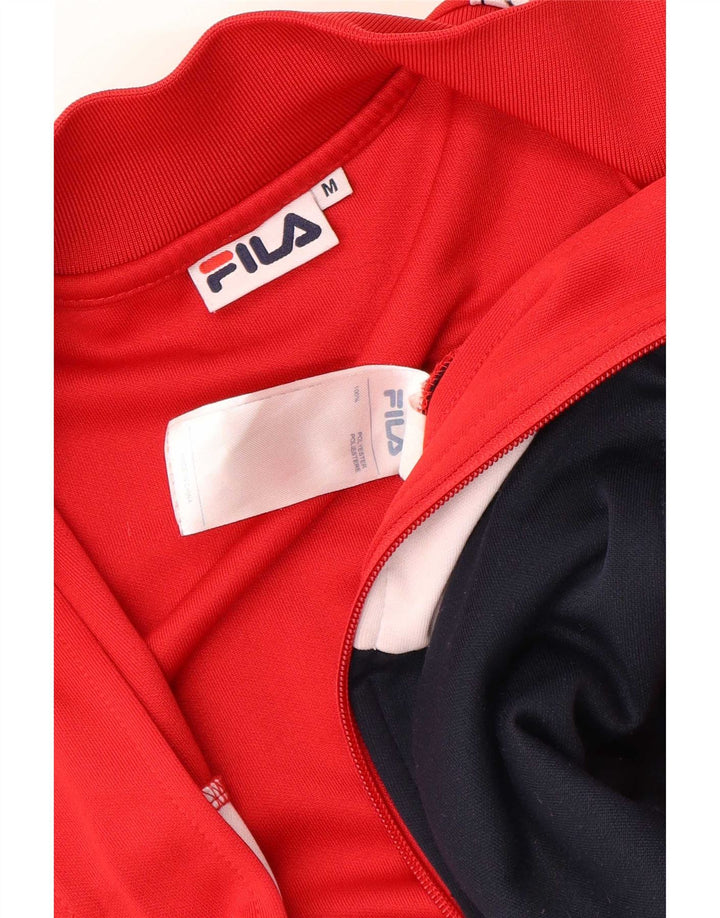 Fila Womens Graphic Tracksuit Top Jacket UK 14 Medium Red Colourblock