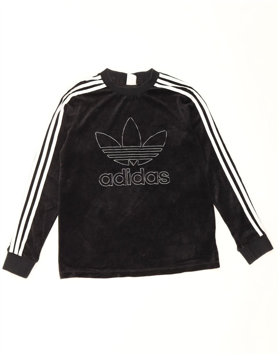 Adidas Womens Graphic Top Long Sleeve UK 12 Medium Black Cotton