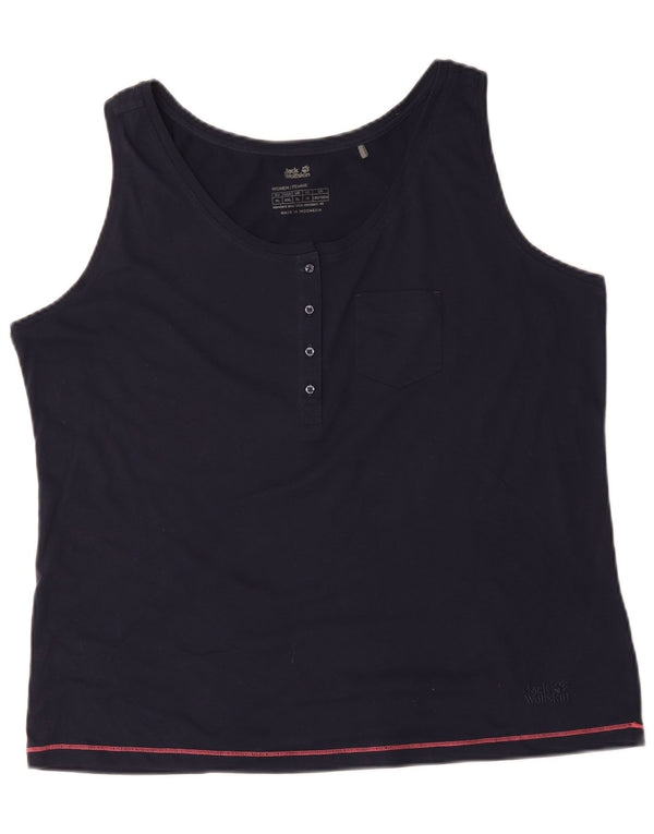 Jack Wolfskin Womens Vest Top UK 18 XL  Navy Blue Cotton