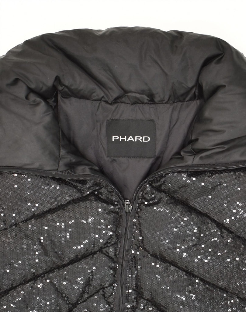 PHARD Womens Padded Jacket UK 14 Medium Black Polyamide | Vintage Phard | Thrift | Second-Hand Phard | Used Clothing | Messina Hembry 