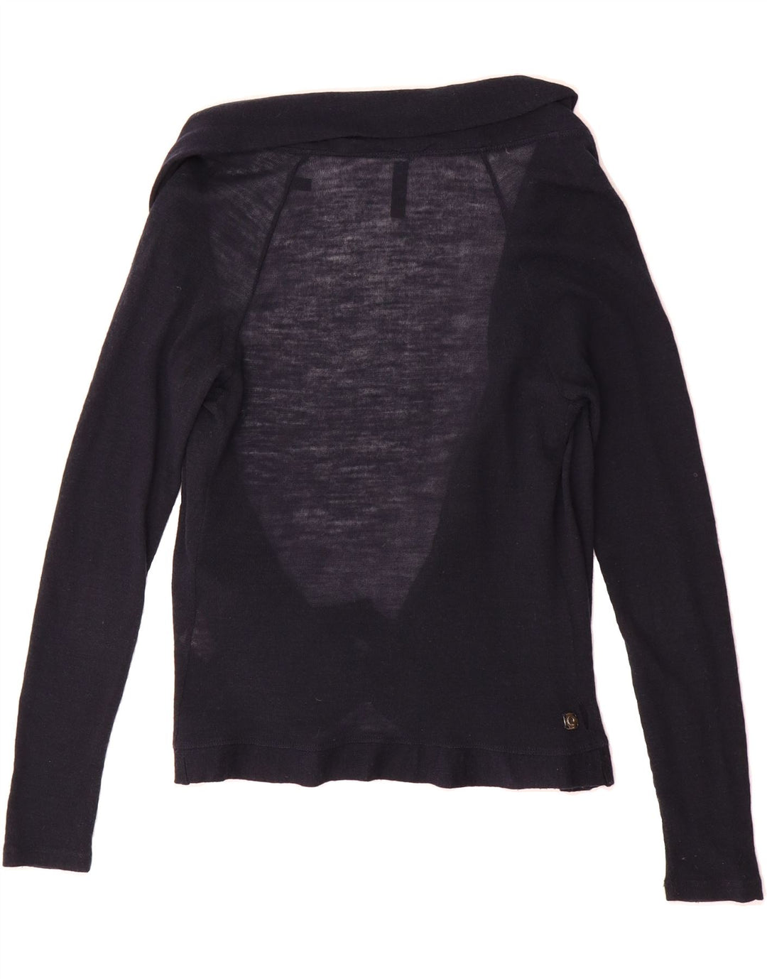 TRUSSARDI Womens Cardigan Sweater UK 14 Large Navy Blue Wool Vintage Trussardi and Second-Hand Trussardi from Messina Hembry 