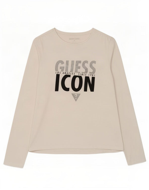 Guess Girls Graphic Top Long Sleeve 13-14 Years White Cotton